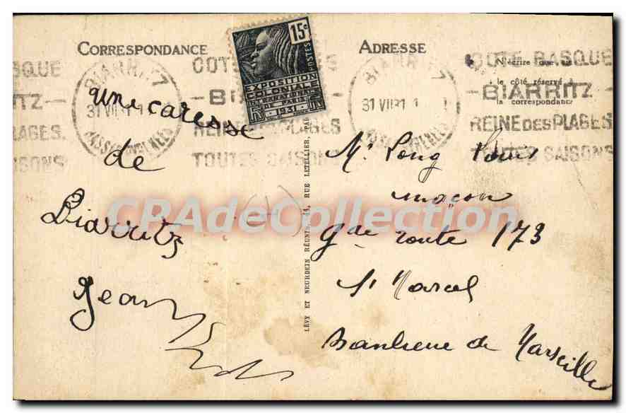 CPA Biarritz Avenue Edouard VII — Verso