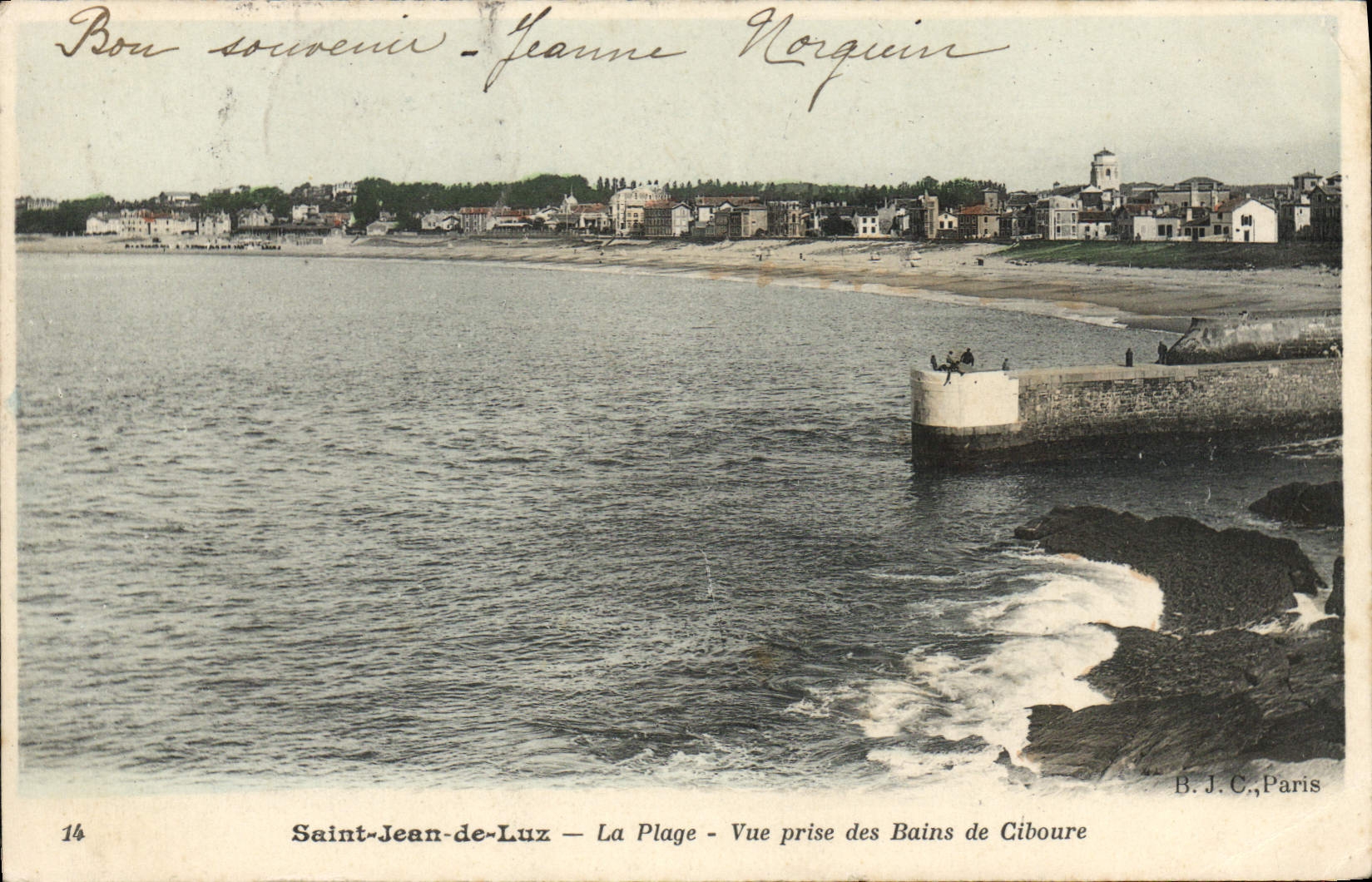 Saint-Jean-de-Luz — La Playa — Vista tomada desde los Baños de Ciboure — B.J.C., París — n°14