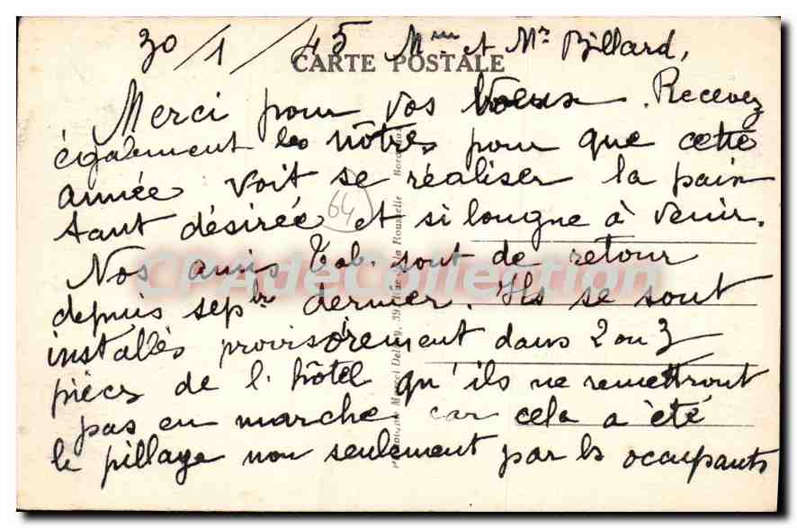 Cambo (B.P.) — Sanatorium von Cambo M.D. — Nr. 39 — Rückseite
