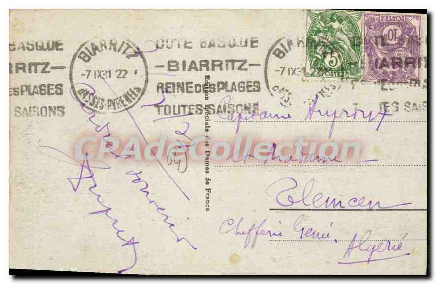 CPA Biarritz Perspective Miramar  — Verso