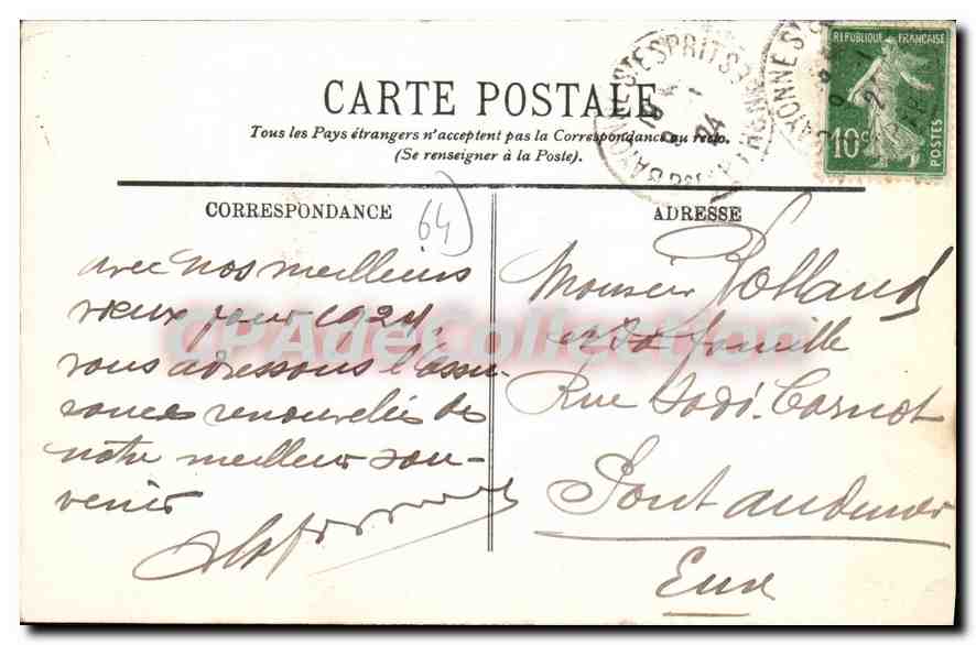 CPA Bayonne Le Pont Mayou et le Reduit  — Verso