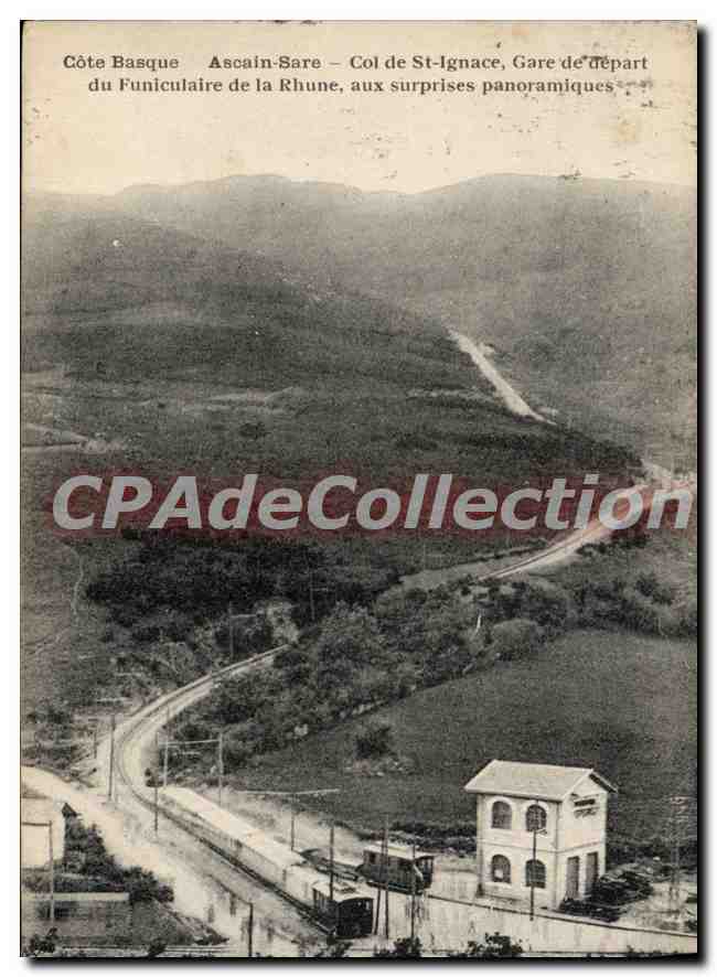 CPA Cote Basque Ascain Sare Col de St Ignace Gare de depart du Funiculaire de la Rhune aux surprises
