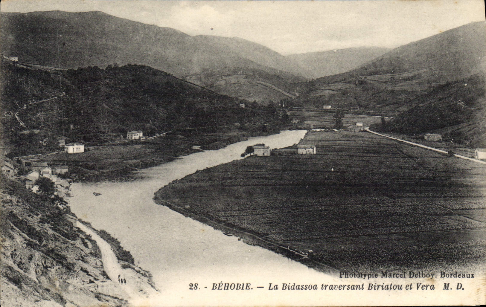 Béhobie — La Bidassoa traversant Biriatou et Vera — Phototypie Marcel Delboy, Bordeaux