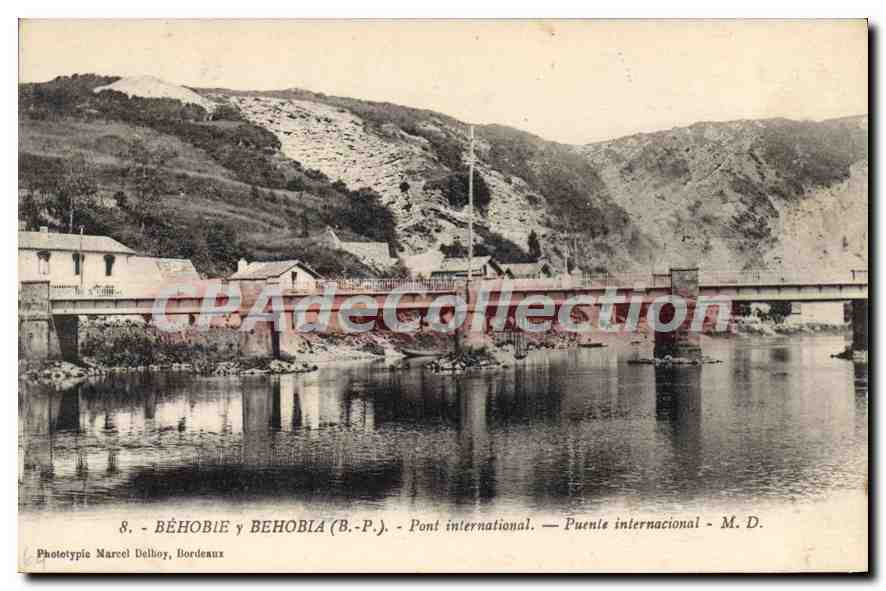 Béhobie y Behobia (B.-P.) — Pont international — Phototypie Marcel Delboy, Bordeaux