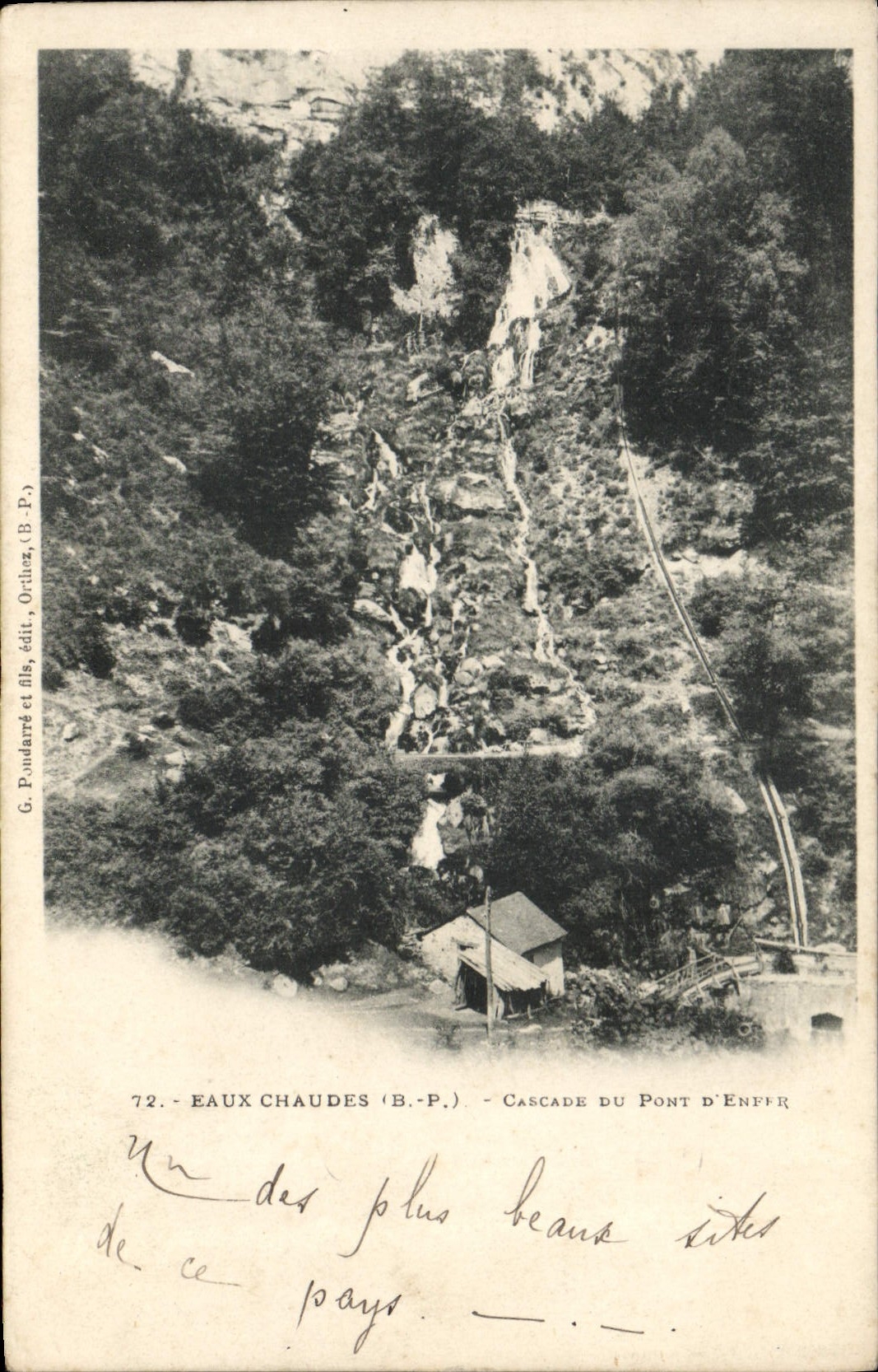 Eaux Chaudes (B.-P.) - Cascade du Pont d'Enfer — G. Poudarré et fils, édit., Ortíoz (B.-P.), n°72