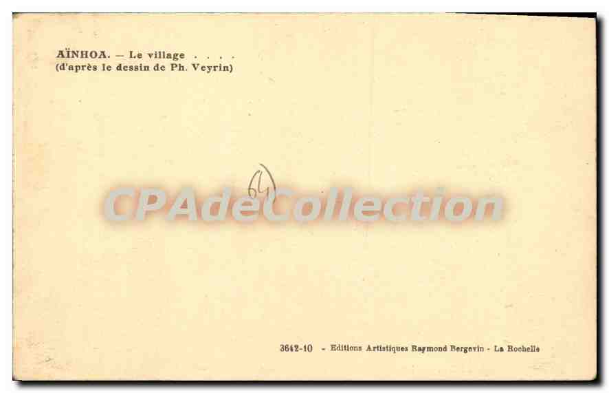 CPA Ainhoa Le Village d'Apres le dessin de Ph Veyrin  — Rückseite