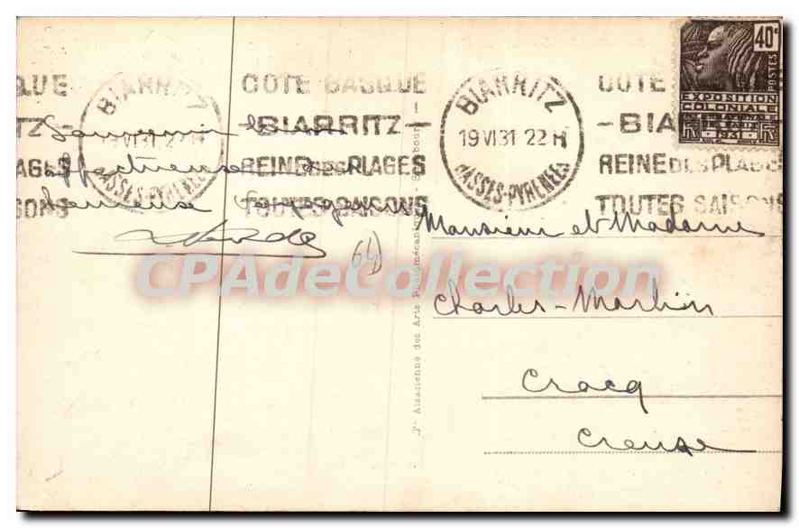 CPA Biarritz La Grande Plage  — Rückseite