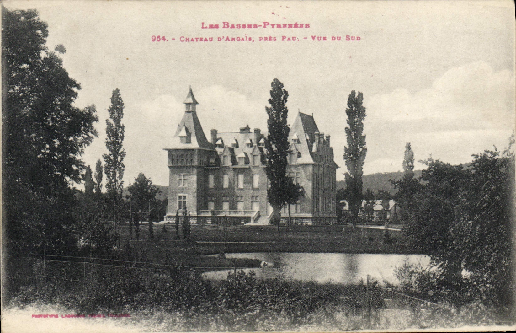 Château d'Angoïs, près Pau — Vue du Sud — Postertype Lagrange, Paris, n°954