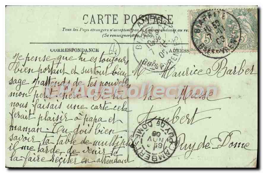 CPA Biarritz Pecheaurs de Crabes  — Verso