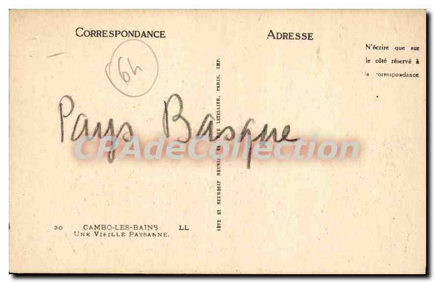 Cambo-les-Bains — Une Vieille Paysanne — Éditeur : Léteiller, Paris — Reverso