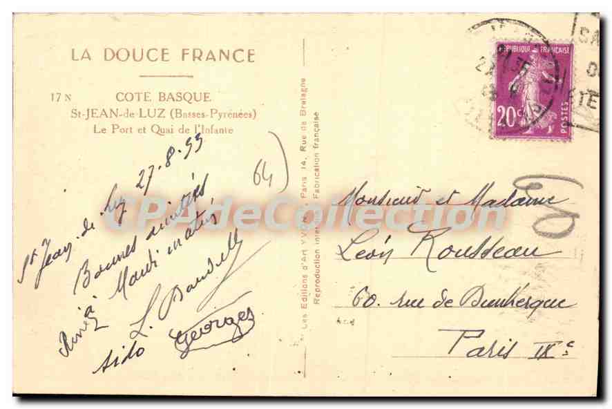 CPA Cote Basque St Jean de Luz Basses Pyrenees le Pont et Quai de l'Infante  — Verso