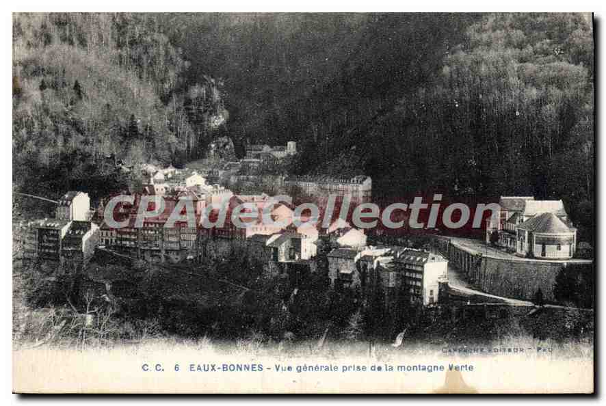 Eaux-Bonnes — Vue générale prise de la montagne Verte — C.C. 6, Éditeur Pau