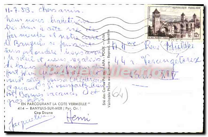 CPA En Parcourant la Cote Vermeille Banyuls sur Mer Pyrenees Or Cap Doune  — Rückseite