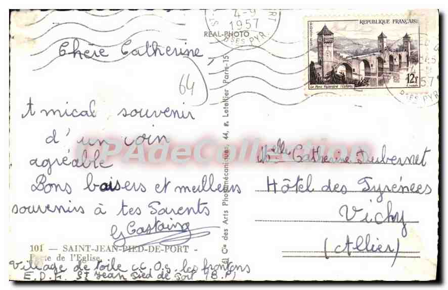CPA Saint Jean Pied de Port Porte de l'Eglise  — Rückseite