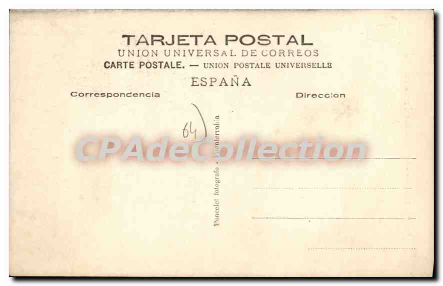 Béhobia - Guipúzcoa - Espagne — Frontière espagnole — Union Postale Universelle — Verso