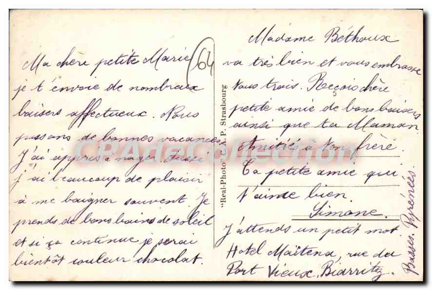 CPA Biarritz Le Bain a Maree Basse  — Rückseite