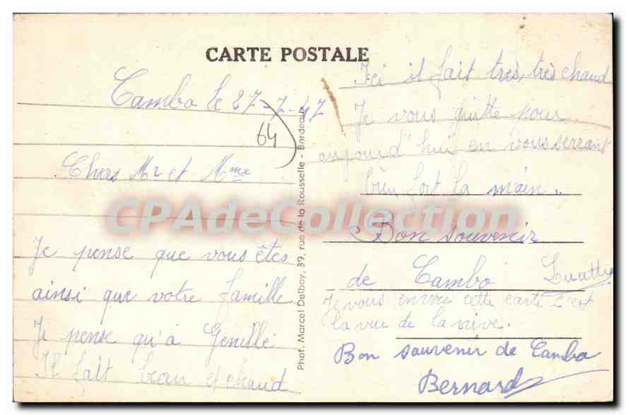 CPA Cambo les Bains BP Vue sur la Nive  — Back