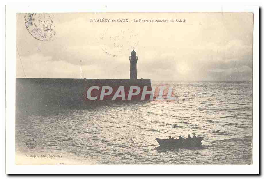 St Valery en Caux CPA le phare au coucher de soleil (lighthouse)