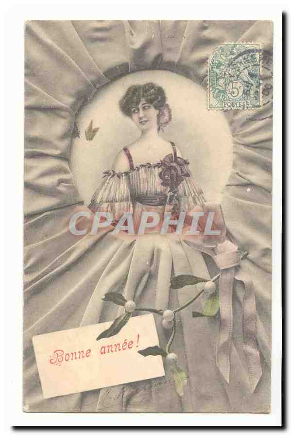 CPA Voeux Fantaisie Bonne annee (femme)
