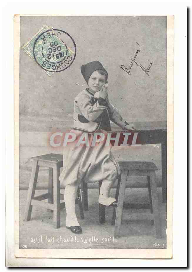 CPA Fantaisie Qu'il fait chaud qu'il fait soif ! (enfant)