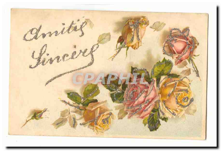CPA Fantaisie Amities sinceres (fleurs)