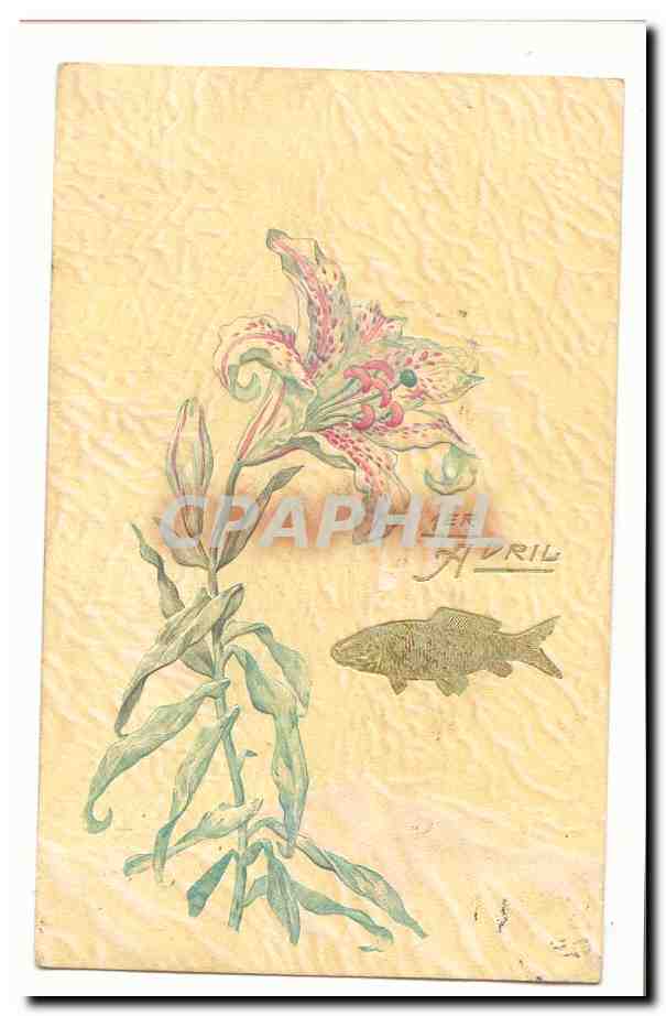 CPA Fantaisie 1er avril poisson (Paques fleur)