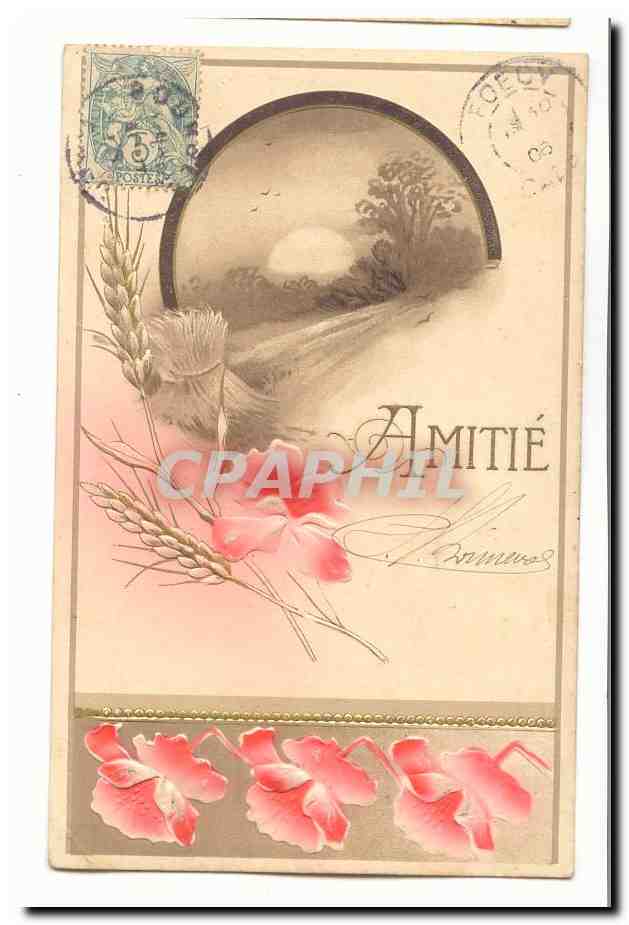 CPA Fantaisie Amitie (fleurs)