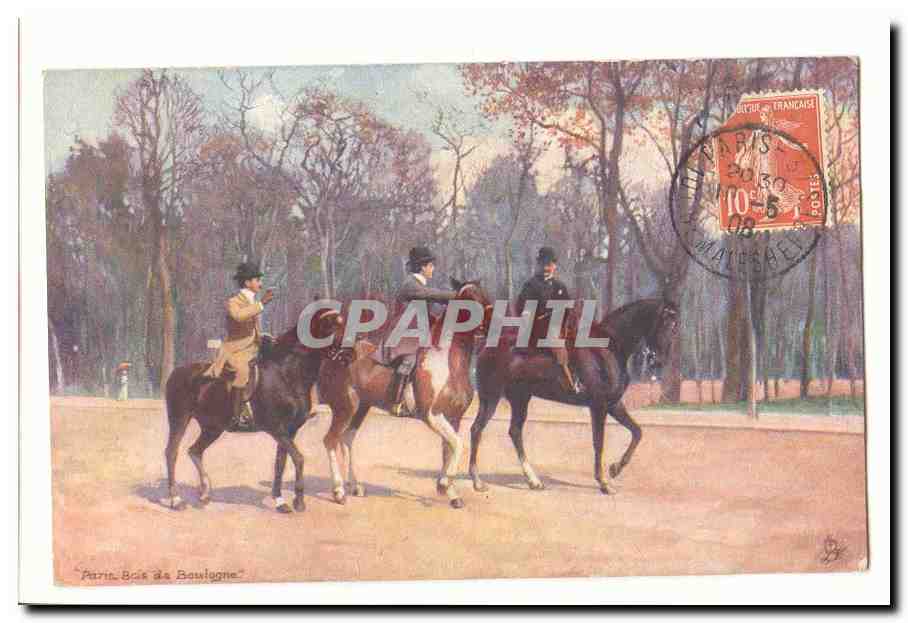 CPA Paris Bois de Boulogne (cavaliers chevaux)