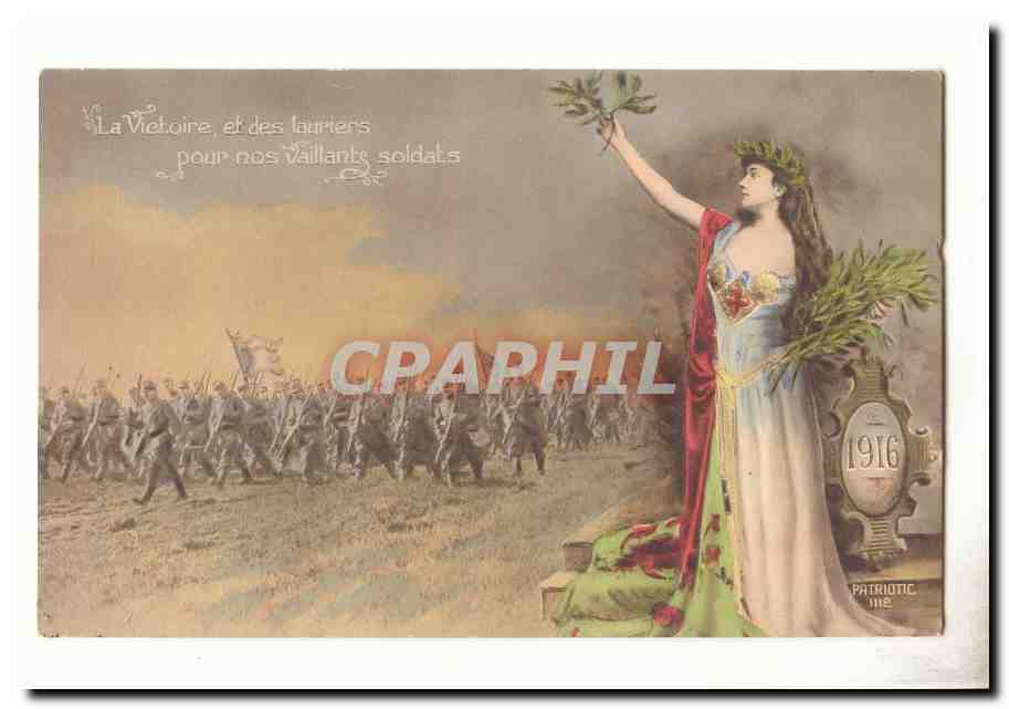 CPA La victoire et des lauriers pour nos vaillants soldats (1916 militaria)