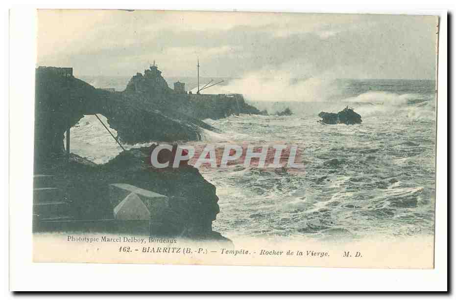 Biarritz CPA Tempete rocher de la vierge