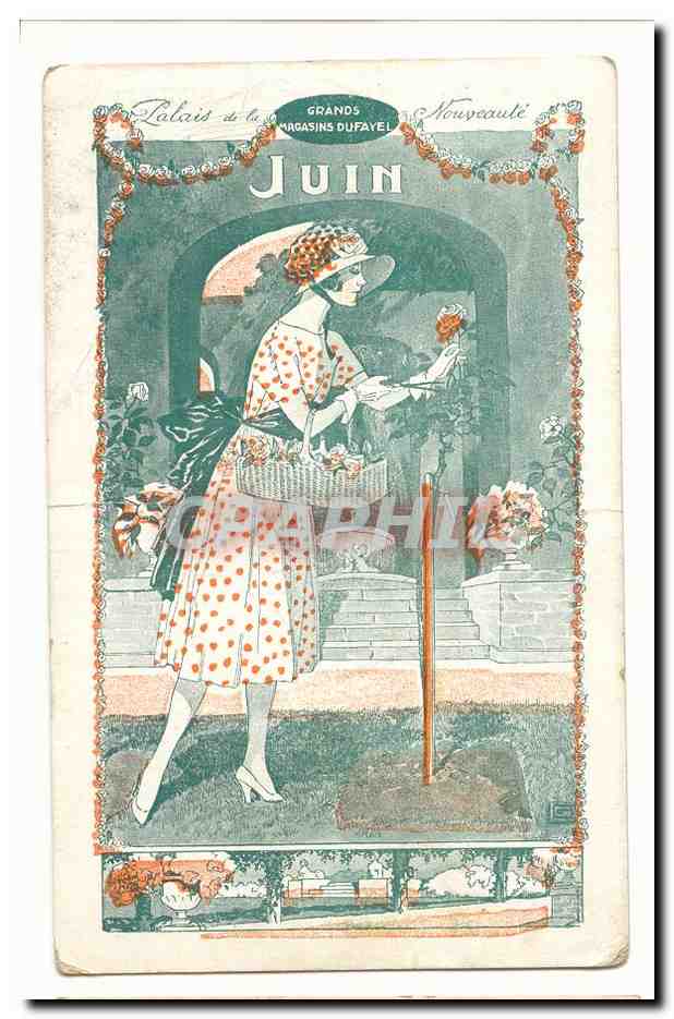 CPA Fantaisie Grands magasins Dufayel Juin femme