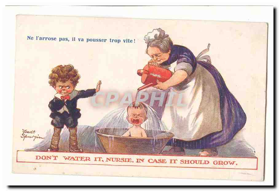 CPA Illustrateur Fantaisie Fred SPurgin Ne l´arrose pas il va pousser trop vite ! (enfants)