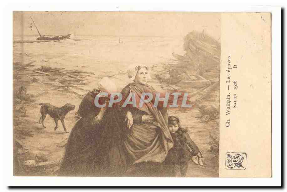 CPA Ch Walhain Les epaves Salon 1906 (peinture chien)