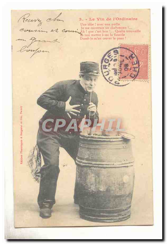 Soldat, der gewöhnlichen Wein trinkt — Edition Phantotype & Bergeret et Cie, Nancy