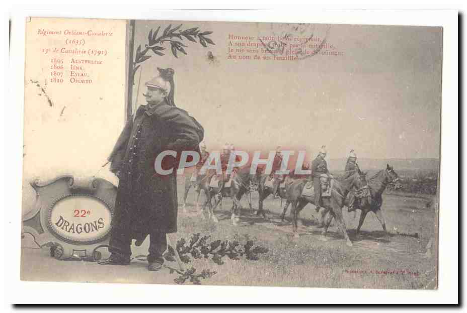 CPA Militaria Regiment Orleans Cavalerie (1635) 22eme Dragons