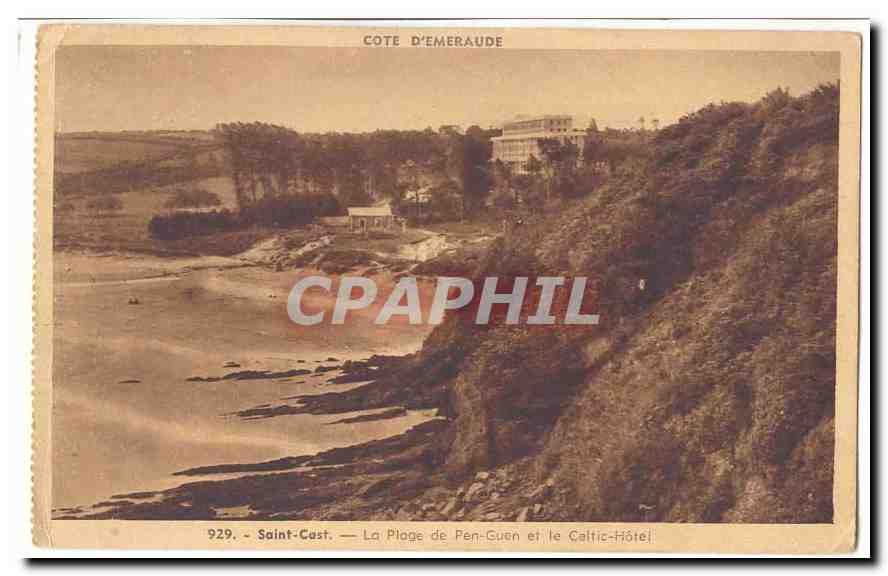 Saint-Cast — La Plage de Pen-Guen et le Caltic-Hôtel — Côte d'Émeraude