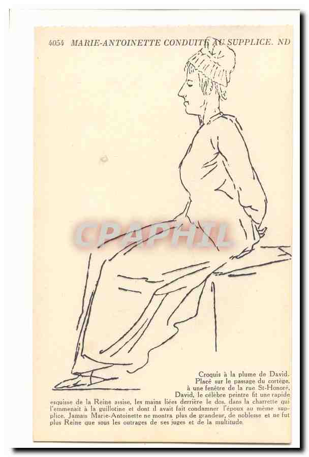 Paris (1er) CPA conciergerie Marie Antoinette conduite au supplice croquis a la plume de Daid