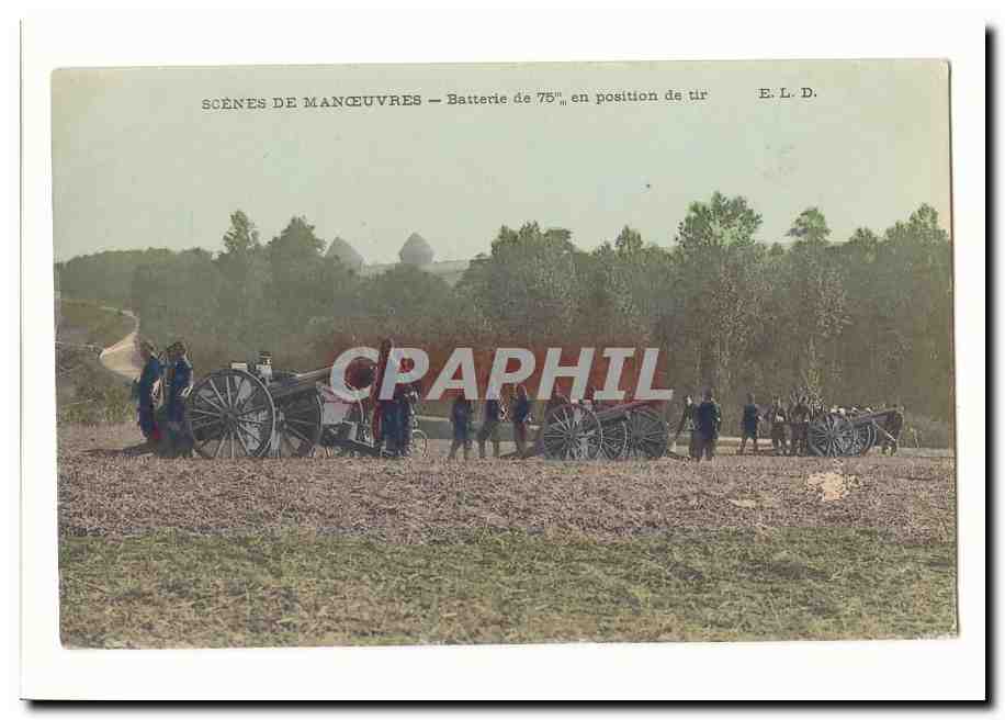 Scènes de manœuvres — Batterie de 75 mm en position de tir — E. L. D.