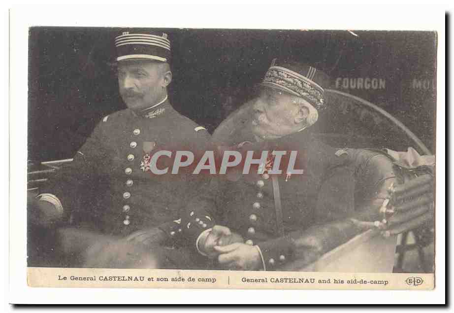 CPA Militaria Le general Castelnau et son aide de camp