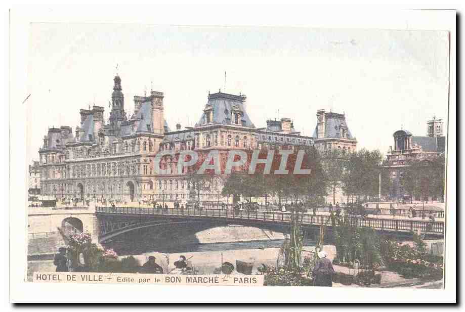 Paris (1er) CPA hotel de Ville edite par la Bon MArche (marche aux fleurs)