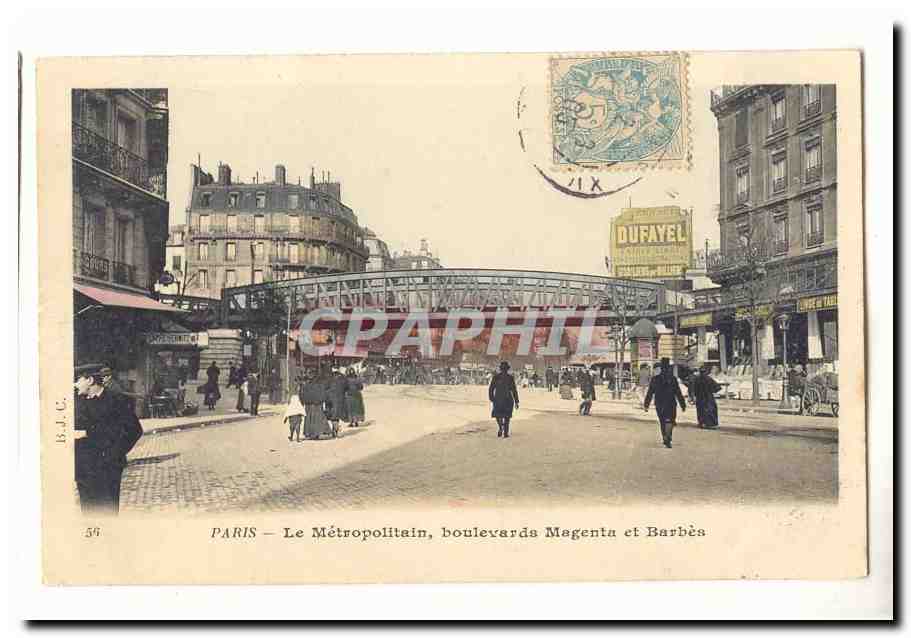 Paris (18eme) CPA Le Metropolitain boulevard Magenta et Barbes (Metro)