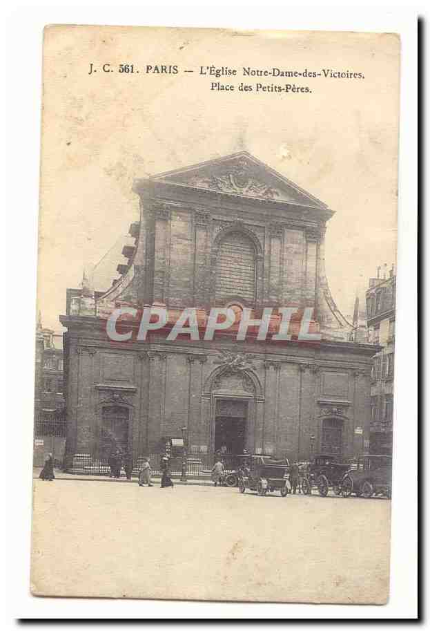Paris CPA L'eglise Notre DAme des Victoires Place des Petits PEres