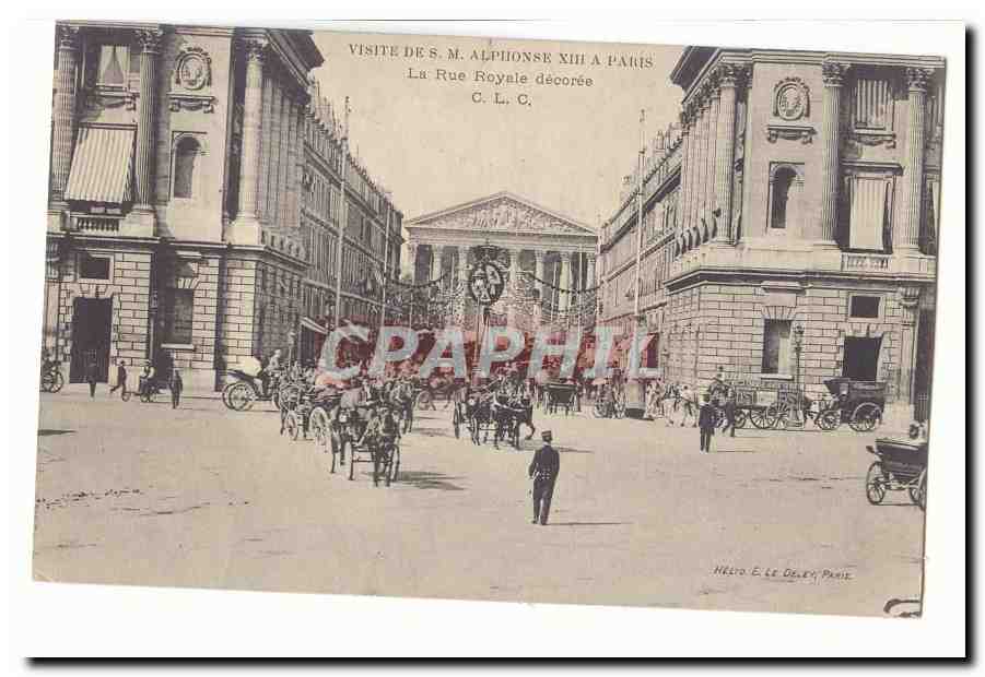 Besuch Seiner Majestät Alphonse XIII in Paris — Die dekorierte Rue Royale — Hélio E. Le Dely, Paris