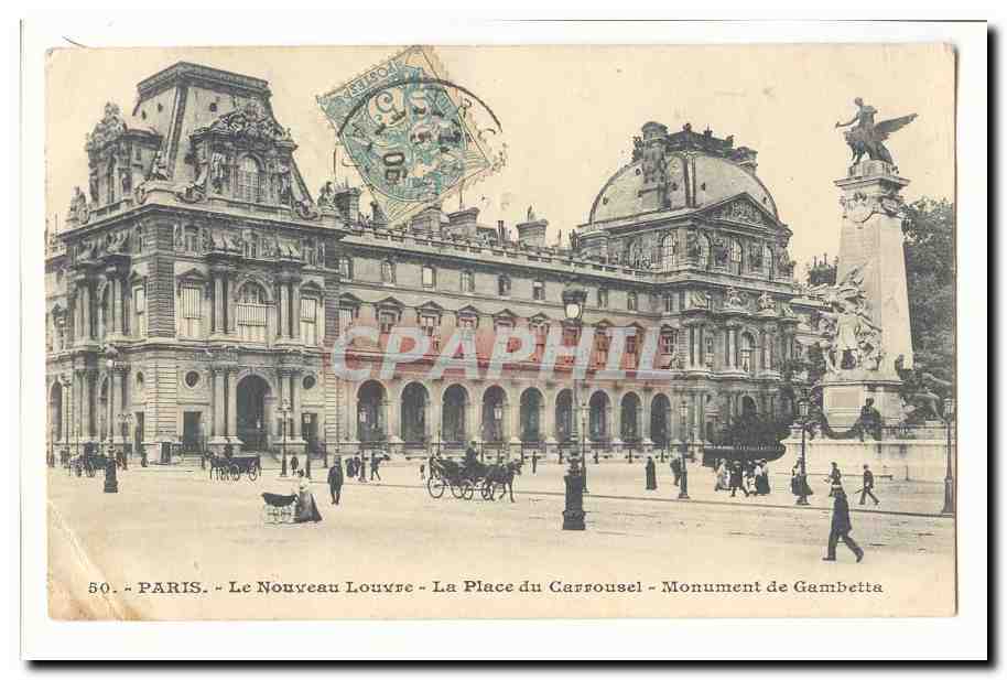 Paris (1er) CPA Le nouveau Louvre La place du Carroussel Monumetn de Gambetta