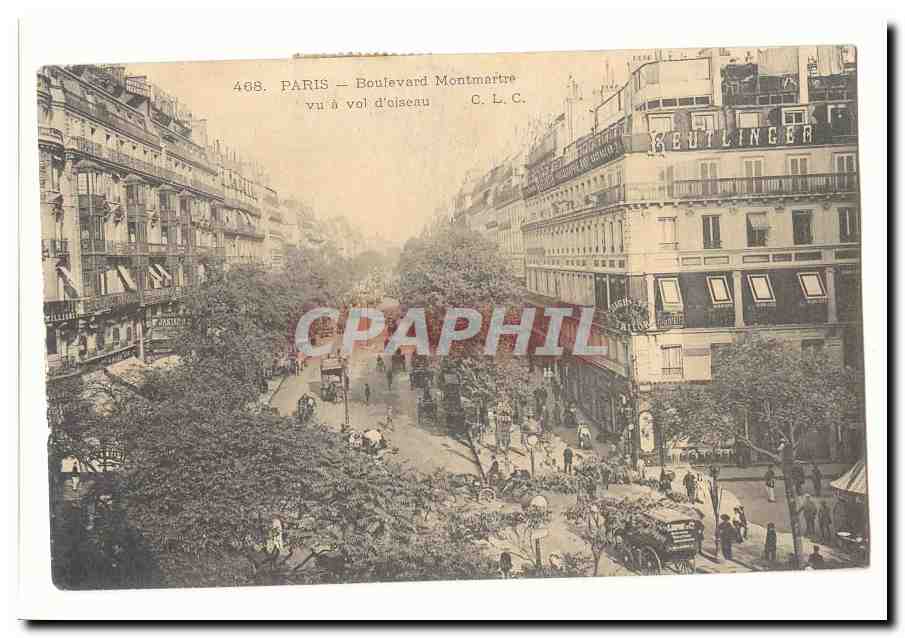 Paris (9eme) CPA boulevard Montmartre vu a voil d'oiseau
