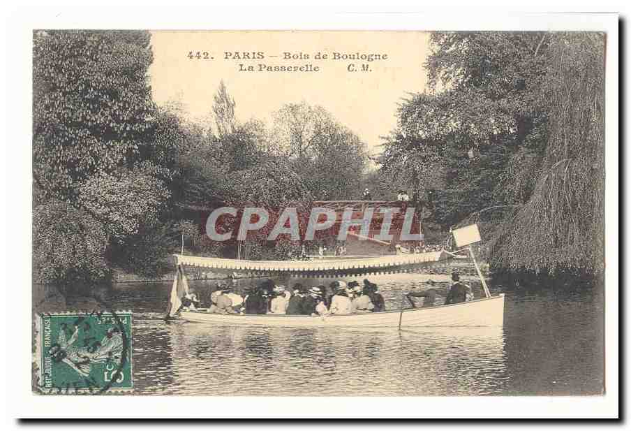Paris (16eme) CPA Bois de Boulogne La passerelle (barque)