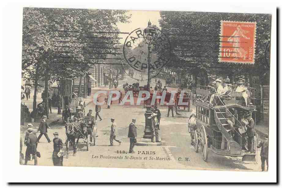 Paris (10eme) CPA Les boulevards St DEnis et St Martin TOP