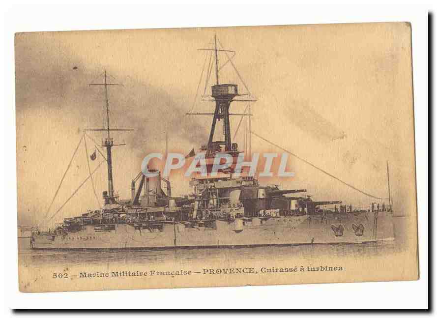 Marine militaire Francaise CPA Provence cuirasse a turbines