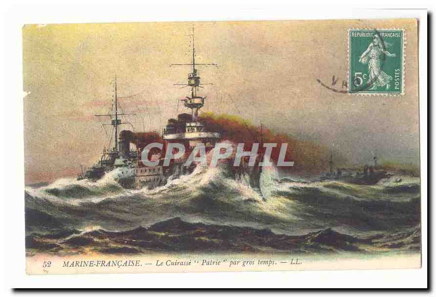 Marine française — Le cuirassé "Patrice" par gros temps — LL. — n°52