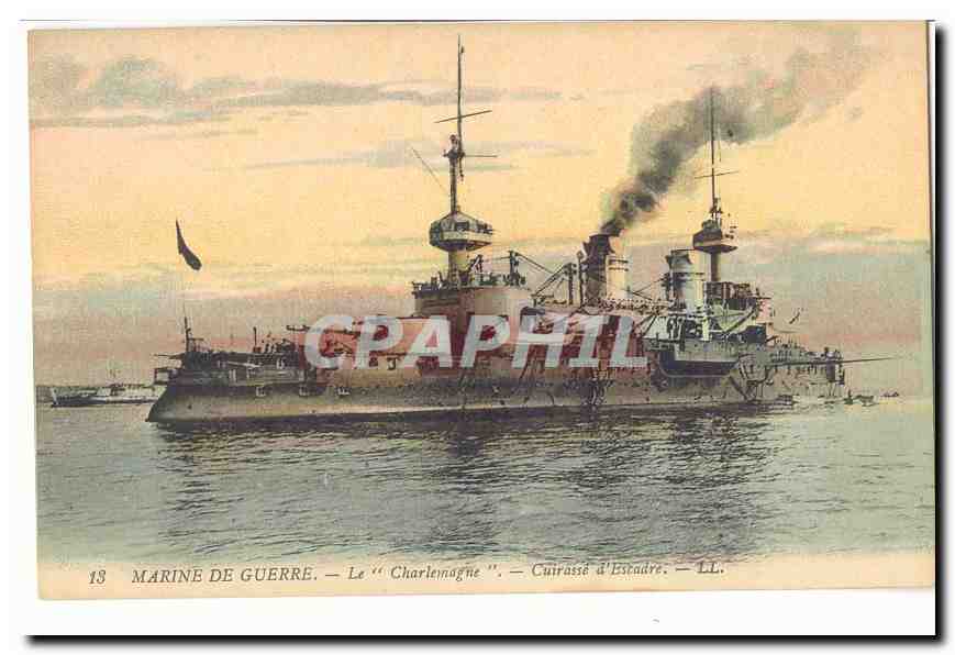 Marine de guerre — Le "Charlemagne" — Cuirassé d'Escadre — LL.